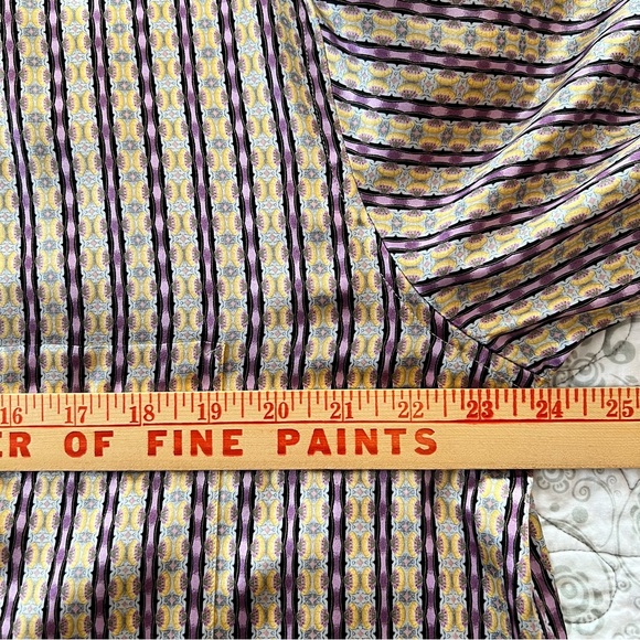 Gerlin Men's Striped Button-Down Italian 100% Silk Dressy Shirt, Size 16.5/42 - Picture 4 of 7